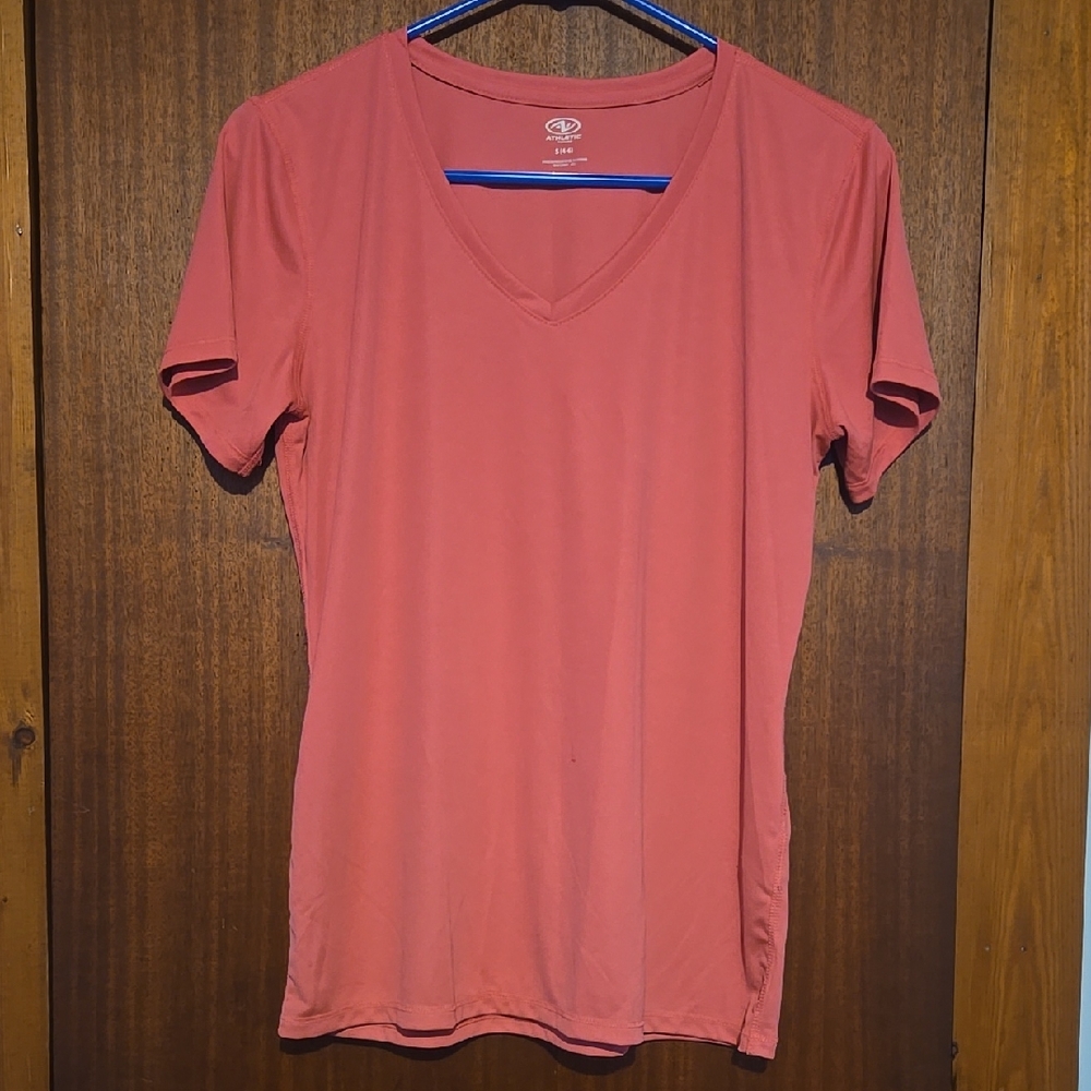 AthleticWorks Women's V-Neck Top in Coral